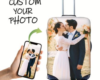Customized photo luggage cover, 4 sizes to choose from, elastic luggage protection cover, honeymoon gift, graduation travel gift