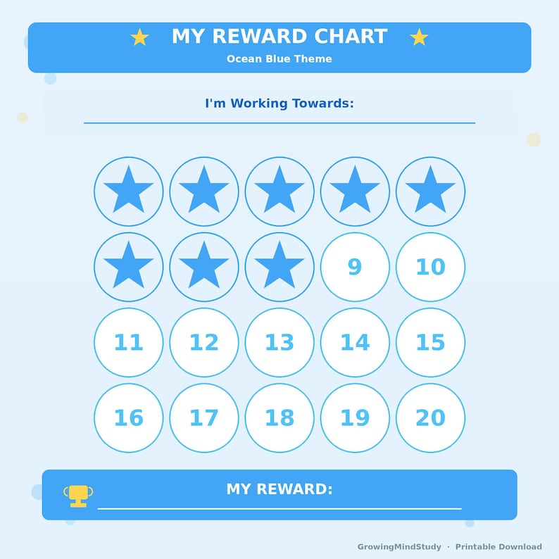 Printable Reward Chart for Kids: Behavior Tracking, Ages 2-7 (digital ...
