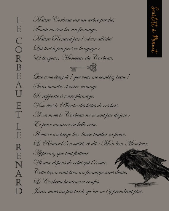 Le Corbeau Et Le Renard Fable Digital Print Etsy Le Corbeau Et Le Renard Fable Digital Print Etsy