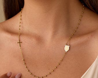 Vergulde roestvrijstalen kruisketting • Geloofshanger, spirituele sieraden