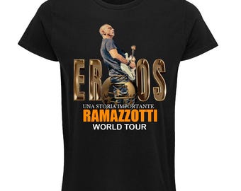 T-shirt Eros Ramazzotti, Una Storia Importante, World tour, musica, concerti, 100% cotone.