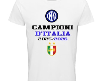 T-shirt  Inter, Campioni D'Italia 2025/2026, Scudetto, 21, Tricolore, Calcio, Nerazzurri, Amala, Pazza Inter, unisex, idea regalo, cotone.