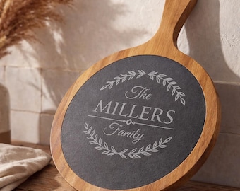 Personalized Acacia Slate Charcuterie Board, Custom Engraved Cheese Board, Wedding Gift for Couple, Housewarming Gift, Serving Board