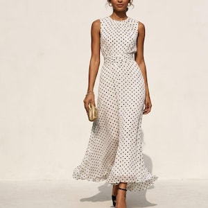 white dress with brown spots Esther & Co. Bellamy Dress