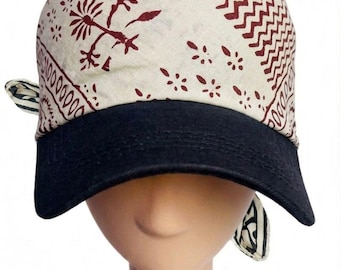 Pañuelos tipo bandana con estampados de bloques de Jaipur, gorro con estampado geométrico, gorra de protección solar para hombres y mujeres, gorra tipo bandana de algodón ajustable.