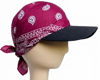 Increíble gorra de béisbol con pañuelo de tela para la cabeza / visera para el sol / bandana preatada para mujeres u hombres con cabello largo o corto /