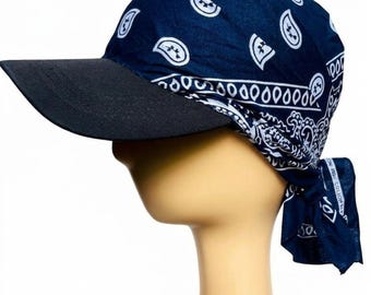 Gorra de béisbol tipo bandana de algodón / Gorro con visera tipo pañuelo preanudado