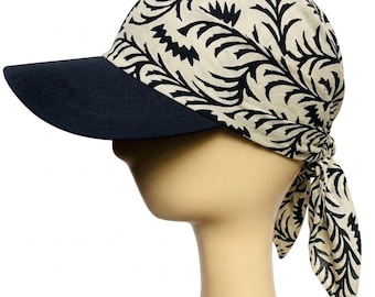 Gorro tipo bandana estampado a mano, con cierre ajustable, de algodón, para el sol, de verano, unisex.