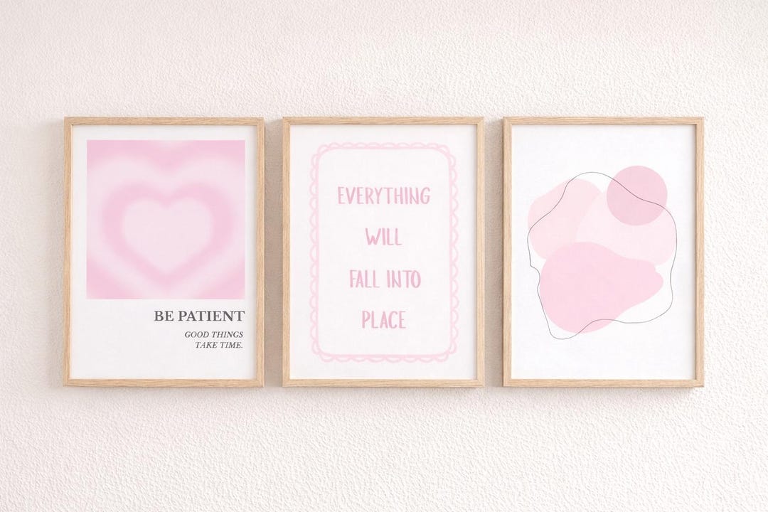 Set of 3 Pink Wall Art Prints | Printable Wall Art | 11x14 Poster Set ...