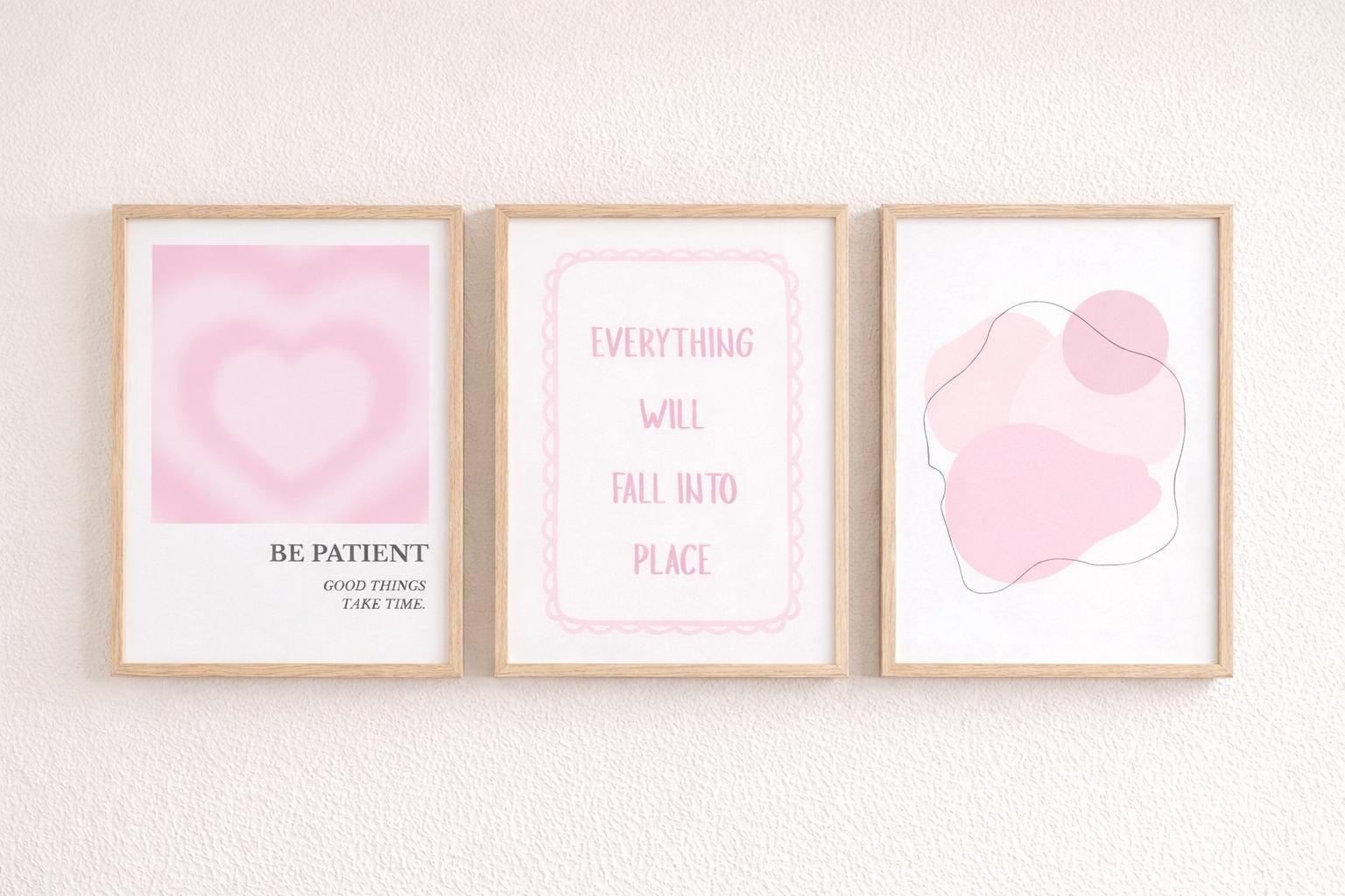 Set of 3 Pink Wall Art Prints | Printable Wall Art | 11x14 Poster Set ...