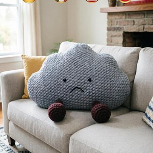 Storm Cloud Crochet Pattern – Amigurumi Tutorial, Sad Plush Toy (Digital PDF)