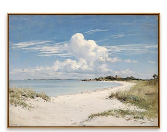 Original Hand Painted Beach Seascape Canvas | Muted Coastal Summer Impressionist Decor