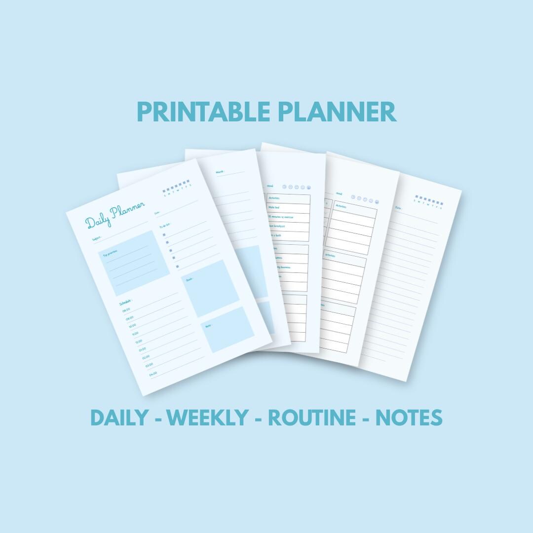 Minimalist Daily, Weekly, Routine Planner Bundle | Productivity Notes ...