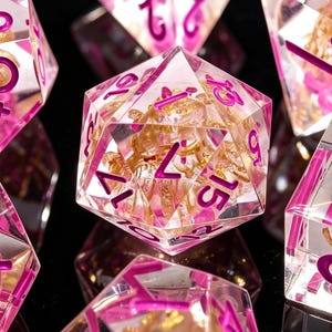 Red Octopus Inlay Sharp Edge Dice Set, Resin Polyhedral DND Dice for TTRPG Tabletop Game Gift