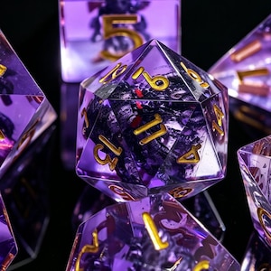 Sharp Edge Purple Octopus Resin Dice Set, Cthulhu Polyhedral DND Dice, RPG Tabletop Role‑Playing Game Gift