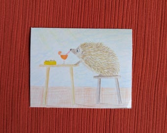 Hedgehog drinking a spritz illustrated sticker