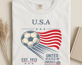 USA Soccer Vintage Flag T-shirt, United States Football Tee, Comfort Colors®