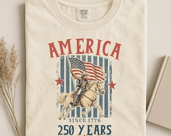 Comfort Colors® | America Flag Rider design T-shirt | 250 Years Since 1776, Patriotic T shirt  American Vintage Tee