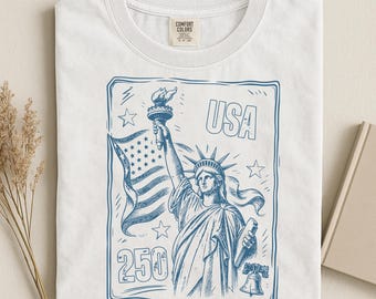 Statue of Liberty with American Flag T-Shirt | USA Independence Day, 4th of July, Comfort Colors®