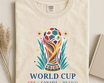 World Cup 2026 USA Canada Mexico Soccer Tournament Tee, Comfort Colors® Garment-Dyed Cotton