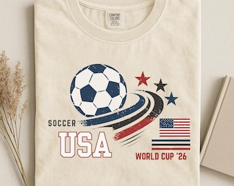 USA Soccer World Cup '26 Shirt, Distressed Football Tee, Comfort Colors®