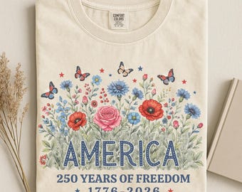 America Flower T-shirt Patriotic Freedom T shirt Vintage America Tee, Comfort Colors®