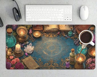 Alfombrilla de ratón para juegos con diseño de poción de bruja y círculo mágico místico