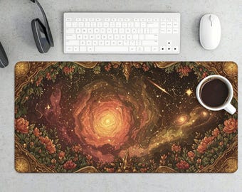 Alfombrilla de ratón para juegos con portal galáctico ornamentado / Alfombrilla de escritorio con diseño espacial místico