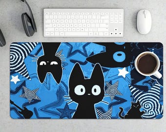 Jiji Cat Blue Gaming Mouse Pad - Studio Ghibli Kiki Desk Mat