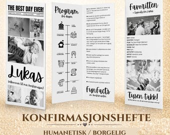 Humanetisk Konfirmasjonshefte Mal | Redigerbar Canva Bordhefte (Digital Nedlasting) Borgelig Konfirmasjon - Personlig detalj