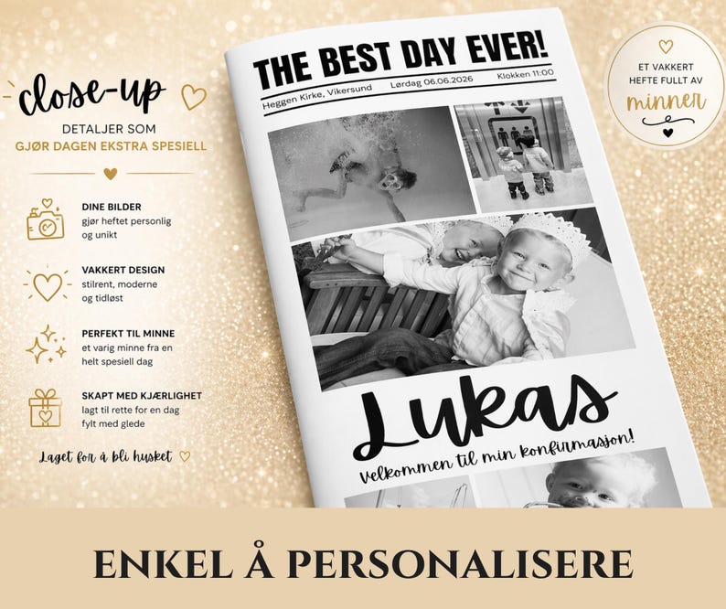 Humanetisk Konfirmasjonshefte Mal / Redigerbar Canva Bordhefte (Digital Nedlasting) Borgelig Konfirmasjon - Detalles personales imagen 5