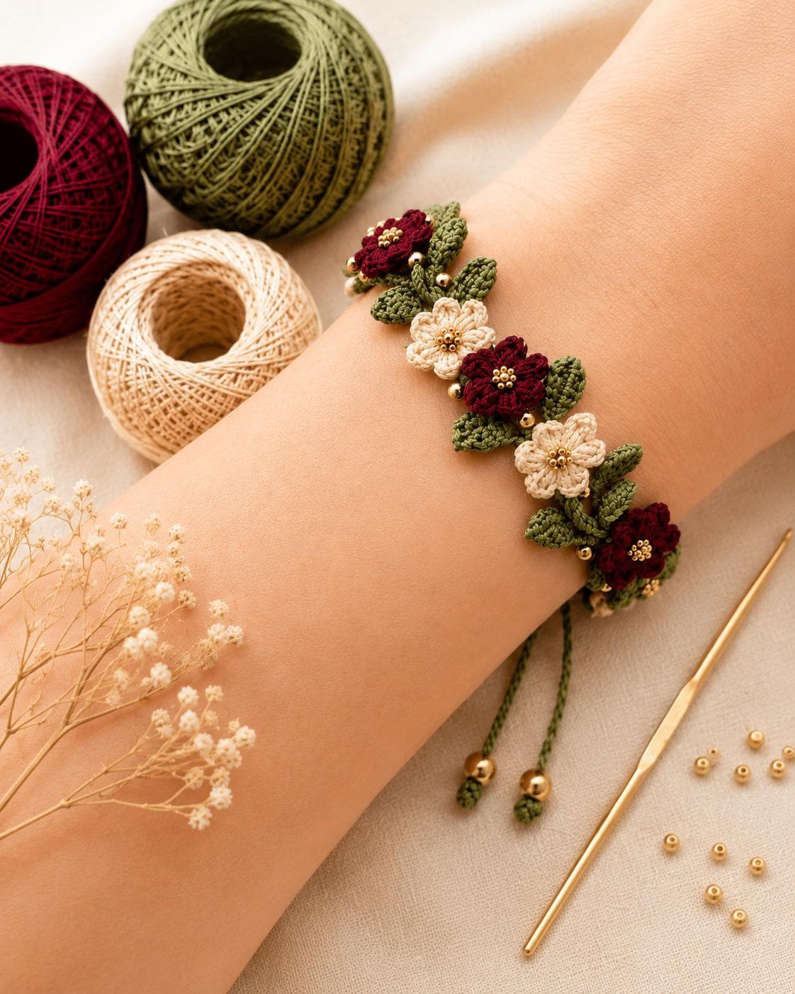 「MMM」花柄ブレスレット Flower bracelet - Etsy 日本