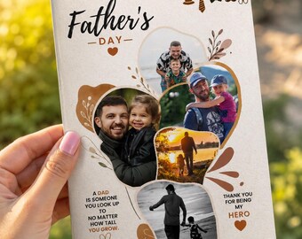 Father's Day Photo Collage Card, Personalized Boho Dad Gift (Digital Download)