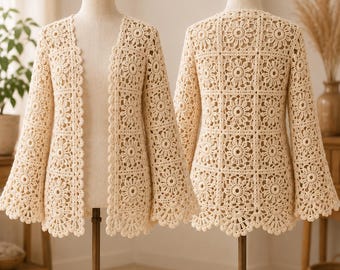 Gerbera Daisy Crochet Top Pattern PDF Floral Lace Crop Top with Bell Sleeves, Boho Festival Summer Top, Womens Crochet Top, Digital Download