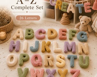 Crochet Alphabet Pattern PDF, A-Z to 0-9 Plush Letters, ABC Amigurumi Letter Tutorial, Baby Name Letters, Nursery Decor, Download