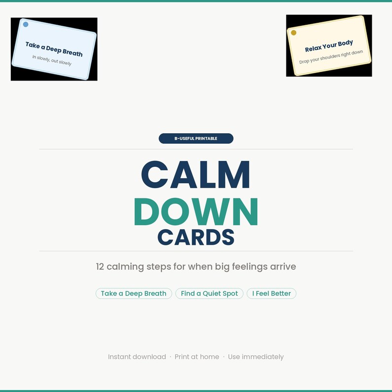Calm Down Cards for Kids | Emotional Regulation Printable | Calm Kit ...
