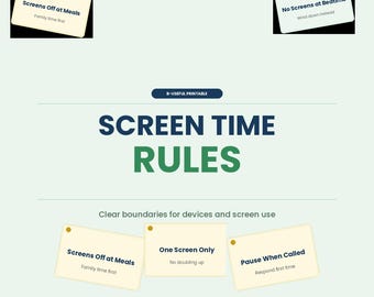 Screen Time Rules Chart | Kids Digital Boundaries, ADHD Support (Digital Download)