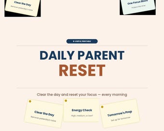 Daily Parent Reset Printable | Focus Routine, Organisation Tool (Instant Download)
