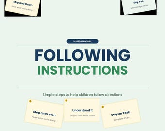 Following Instructions Printable | Kids Routine Tool, Behavior Support (Digital Download)
