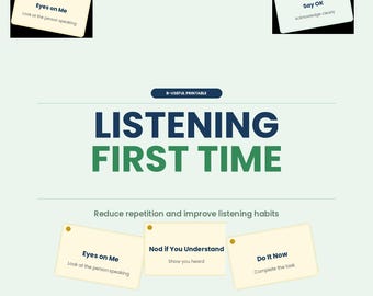 Stop Repeating Yourself | Listening First Time Printable | Kids Behaviour Tool | ADHD Support | Parenting Printable