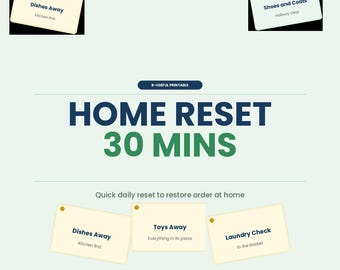 30 Minute Home Reset Printable | Kids Tidy Routine, Organization System