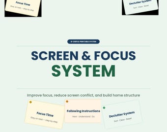 Kids Screen Time and Focus System | ADHD Behavior Routine Pack (Instant Download)