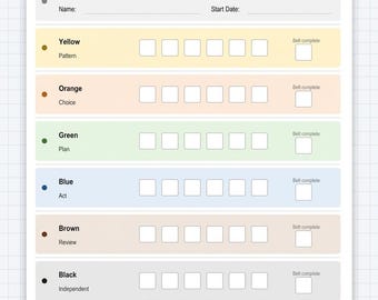 Thinking Dojo Wall Progress Tracker | A4 Printable Chart | All 7 Belts | Visual Goal Setting Kids | Cognitive Development | Home Dojo Decor