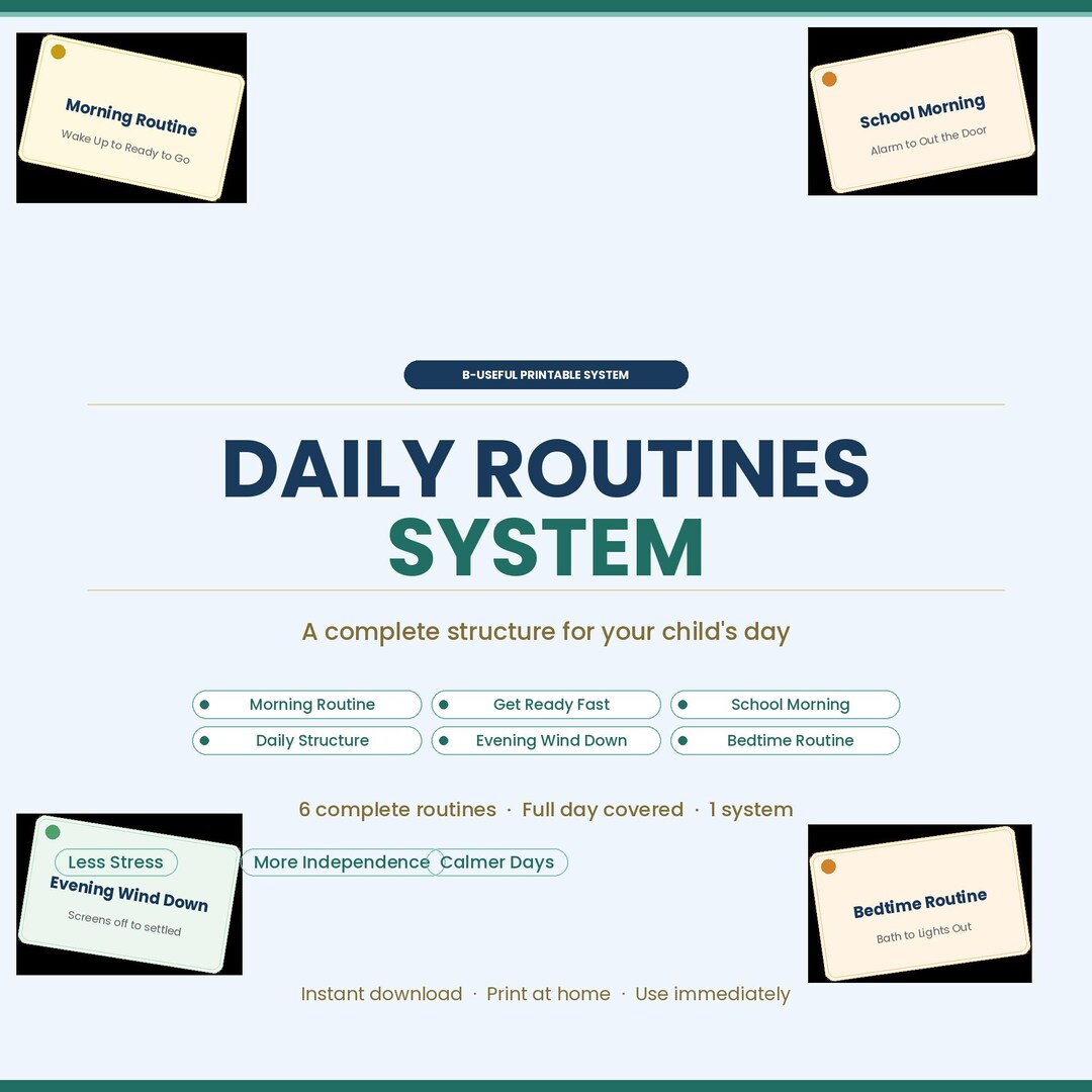Kids Daily Routines System | Visual Schedule, Morning to Bedtime ...