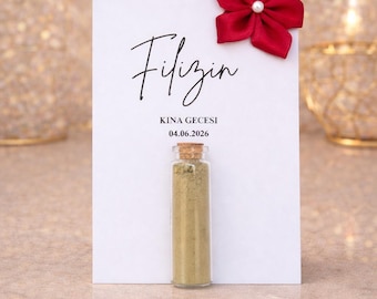 Elegantes Henna Gastgeschenk mit personalisierter Karte