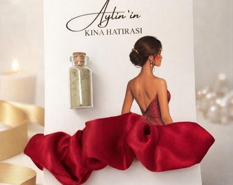 Bomboniera personalizzata per festa con henné, con elastico in raso e henné