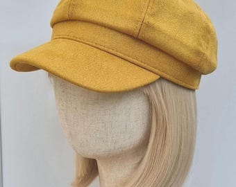 Mustard Yellow Textured Baker Boy Slouch Hat by Sarky Central