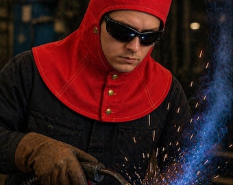 Casco de soldadura ignífugo, gorro de soldador, capucha protectora de algodón ignífugo para trabajos de soldadura y esmerilado.
