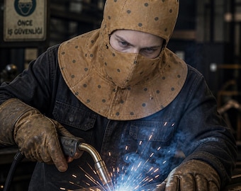 Casco de soldadura ignífugo, gorro de soldador, capucha protectora de algodón ignífugo para trabajos de soldadura y esmerilado.