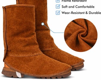 Polainas de cuero para soldar - Cubrebotas de soldadura resistentes al fuego y a la abrasión
